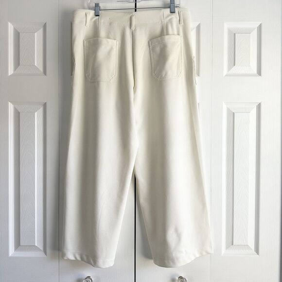 Max Studio London Wide Leg Culotte Pants XL Off White Stretch Pull On Minimalist - Picture 3 of 12